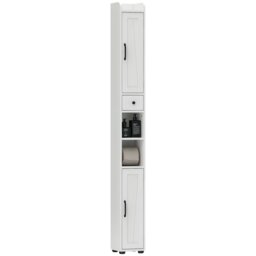 Rackhams Tall Bathroom Storage Cabinet Slim Bathroom Cabinet with Drawer White - White - thumbnail 2