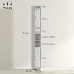 Rackhams Tall Bathroom Storage Cabinet Slim Bathroom Cabinet with Drawer White - White - thumbnail 4