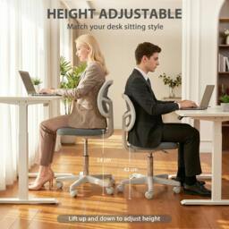 Rackhams Small Office Chair without Arms, Swivel Mesh Desk Chair, Dark Grey - thumbnail 4