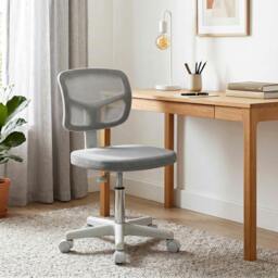 Rackhams Small Office Chair without Arms, Swivel Mesh Desk Chair, Dark Grey