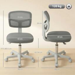 Rackhams Small Office Chair without Arms, Swivel Mesh Desk Chair, Dark Grey - thumbnail 3