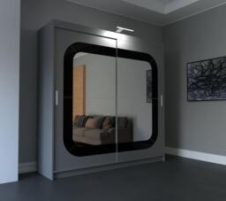 Rackhams Modern Bedroom Sliding Wardrobe, Ample Storage Space and Sleek Design comes with LED in White and Grey and Width 150cm/180cm/203cm - 150 cm - White - thumbnail 5