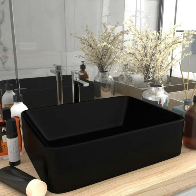 Rackhams Luxury Wash Basin Matt Black 41x30x12 cm Ceramic