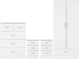 Rackhams Nevada Nevada 2 Door 1 Drawer Wardrobe Bedroom Set - White Gloss - thumbnail 1