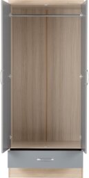Rackhams Nevada Nevada 2 Door 1 Drawer Wardrobe Bedroom Set - White Gloss - thumbnail 5