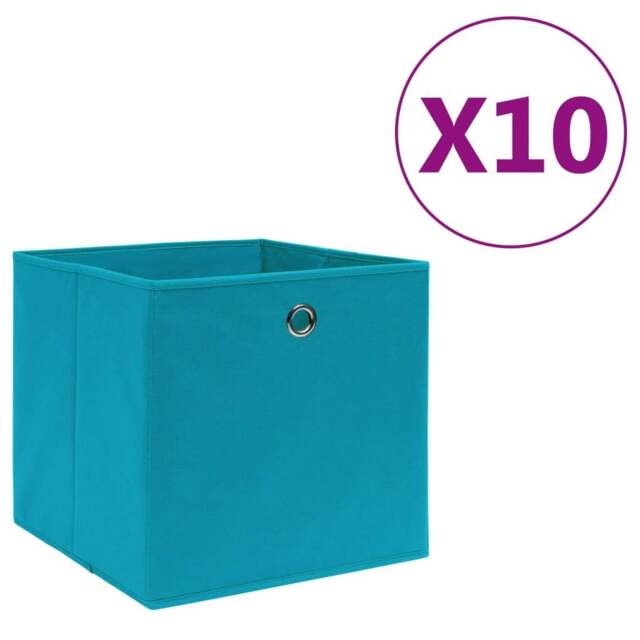Rackhams Storage Boxes 10 pcs Non-woven Fabric 28x28x28 cm Baby Blue