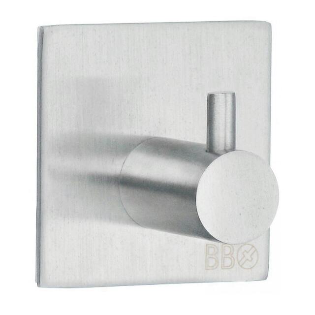 Rackhams Brushed Stainless Steel Single Towel Hook (45 x 45mm) Self Adhesive Bathroom Wall Mounted