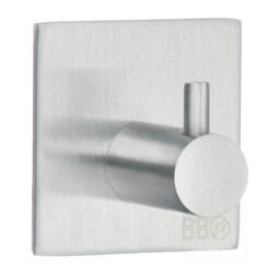 Rackhams Brushed Stainless Steel Single Towel Hook (45 x 45mm) Self Adhesive Bathroom Wall Mounted