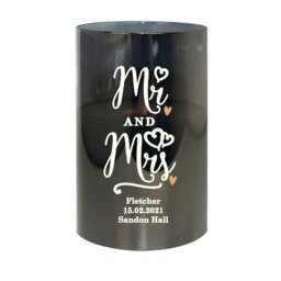 Rackhams Personalised Mr & Mrs Smoked Glass LED Candle - thumbnail 2