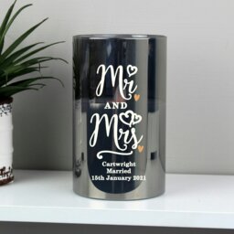 Rackhams Personalised Mr & Mrs Smoked Glass LED Candle - thumbnail 1