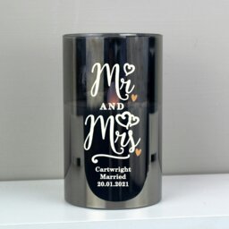 Rackhams Personalised Mr & Mrs Smoked Glass LED Candle - thumbnail 4
