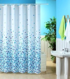 Rackhams Shower Curtain Bath Curtain Mould and Mildew Resistant Water Repellent Shower Liner for Bathroom Solid White - Mosaic Blue