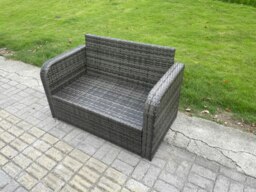Rackhams 8 Seater Rattan Outdoor Garden Furniture Sofa Set Patio Table & Chairs Set with 2 Side Tables 3 Footstools Dark Grey Mixed - thumbnail 3