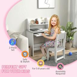 Rackhams ZONEKIZ Two-Piece Kids Desk and Chair Set with Storage, for Ages 5-8 Years - Grey - thumbnail 6