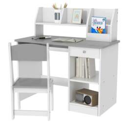 Rackhams ZONEKIZ Two-Piece Kids Desk and Chair Set with Storage, for Ages 5-8 Years - Grey - thumbnail 1