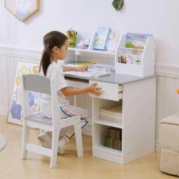Rackhams ZONEKIZ Two-Piece Kids Desk and Chair Set with Storage, for Ages 5-8 Years - Grey - thumbnail 2