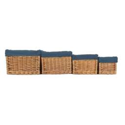 Rackhams Double Steamed Navy Cotton Lined Willow Storage Baskets - Small - thumbnail 4