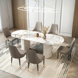 Rackhams Costanza Dining Table, Sintered Stone, White - 160 x 80cm - Texture 1