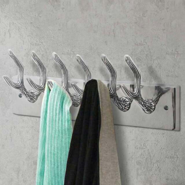 Rackhams Wardrobe Coat Hooks 2 pcs Silver Aluminium