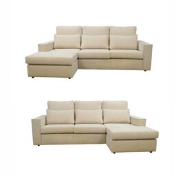 Rackhams Soho Linen L-Shape 4 Seater Fabric Corner Sofa in Beige - Right Hand Corner - thumbnail 3