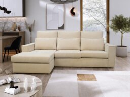 Rackhams Soho Linen L-Shape 4 Seater Fabric Corner Sofa in Beige - Right Hand Corner - thumbnail 2