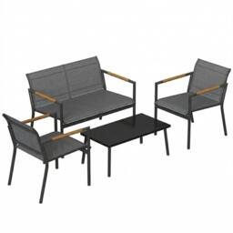 Rackhams 4 Seater Garden Furniture Set, Metal Garden Sofa Set - Grey - thumbnail 2