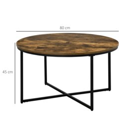 Rackhams Coffee Table Industrial Round Side Table w/ Metal Frame for Living Room - Rustic Brown - thumbnail 5
