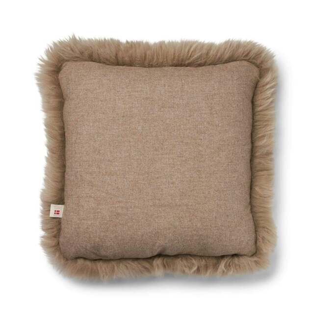 Rackhams Long-Wool Sheepskin Cushion - 52x52 cm - Beige/Taupe - image 1