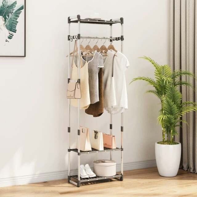Rackhams 3-Tier Clothes Rack Silver 59x29x192 cm Aluminium