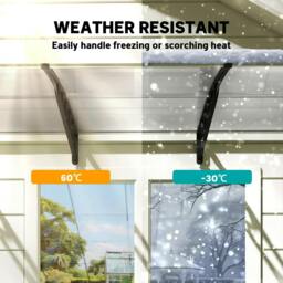 Rackhams Front Door Canopy, Outdoor Awning, 303 x 96cm Rain Shelter for Window, Porch and Front/Back Door, Clear - thumbnail 6