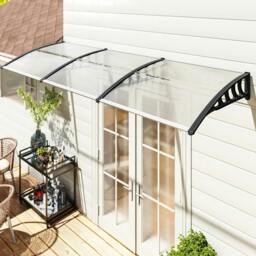 Rackhams Front Door Canopy, Outdoor Awning, 303 x 96cm Rain Shelter for Window, Porch and Front/Back Door, Clear - thumbnail 2