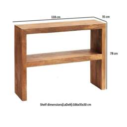 Rackhams Logan Light Mango Console Table with Shelf - Wood - 1 - 118CM X 35CM X 78CM  (LXDXH) - thumbnail 3