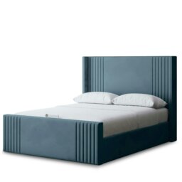 Rackhams Elara Divan Bed with Winged Panel Headboard - Blue - Double / 4ft6 - thumbnail 2