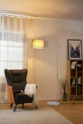 Rackhams Arched Floor Lamp Marble Base with Shade - Multi - One Size - thumbnail 2