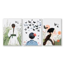 Rackhams Canvas Pictures For Living Room - Set of 3 Boho Women Wall art Prints - 20 x 30 in / 50 x 76 cm - Polyester Canvas 260 gsm - Canvas wrapped - thumbnail 1