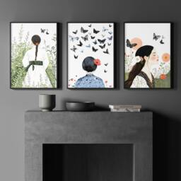 Rackhams Canvas Pictures For Living Room - Set of 3 Boho Women Wall art Prints - 20 x 30 in / 50 x 76 cm - Polyester Canvas 260 gsm - Canvas wrapped - thumbnail 5