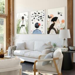 Rackhams Canvas Pictures For Living Room - Set of 3 Boho Women Wall art Prints - 20 x 30 in / 50 x 76 cm - Polyester Canvas 260 gsm - Canvas wrapped - thumbnail 3