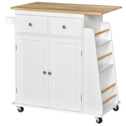 Rackhams Kitchen Island Storage Cabinet Rolling Trolley with Wood Top, 3-Tier Spice Rack - thumbnail 2