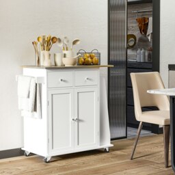 Rackhams Kitchen Island Storage Cabinet Rolling Trolley with Wood Top, 3-Tier Spice Rack - thumbnail 1