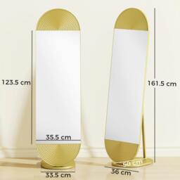 Rackhams Wavy Full Length Mirror with Metal Frame and Base, Gold Tone - thumbnail 3