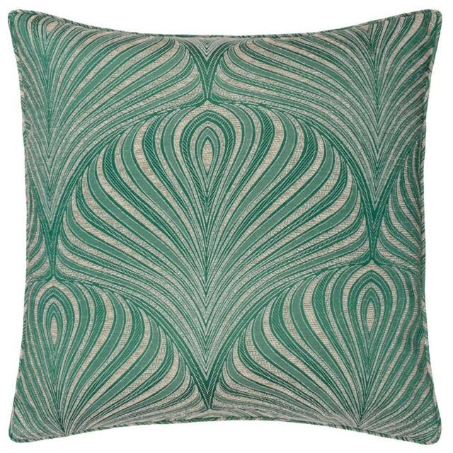 Rackhams Gatsby Piping Detail Jacquard Cushion Cover - Emerald - 55cm x 55cm - Emerald - 100% Polyester - image 1