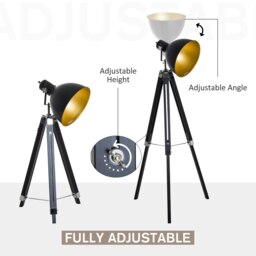 Rackhams Stand Floor Lamp Tripod Light Livingroom Studio Dome Shade - thumbnail 5