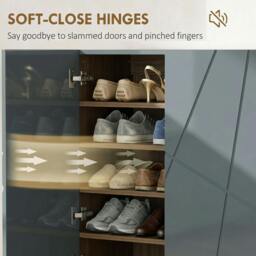 Rackhams Shoe Storage Cabinet with Soft-Close Hinges and Adjust Shelves, Grey - thumbnail 5