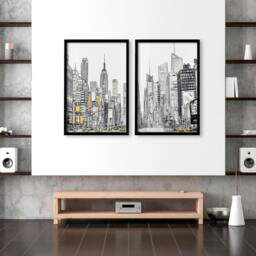 Rackhams Wall Decor For Hallway - Set of 2 Urban Skyscrapers Wall art Prints - A2 16.54 x 23.39 in / 42 x 59.4 cm - Satin Photo paper 280 gsm - Black Frame - thumbnail 4