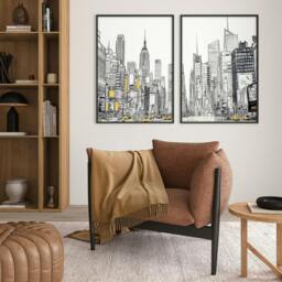 Rackhams Wall Decor For Hallway - Set of 2 Urban Skyscrapers Wall art Prints - A2 16.54 x 23.39 in / 42 x 59.4 cm - Satin Photo paper 280 gsm - Black Frame - thumbnail 6