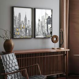 Rackhams Wall Decor For Hallway - Set of 2 Urban Skyscrapers Wall art Prints - A2 16.54 x 23.39 in / 42 x 59.4 cm - Satin Photo paper 280 gsm - Black Frame - thumbnail 5