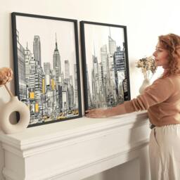 Rackhams Wall Decor For Hallway - Set of 2 Urban Skyscrapers Wall art Prints - A2 16.54 x 23.39 in / 42 x 59.4 cm - Satin Photo paper 280 gsm - Black Frame - thumbnail 2
