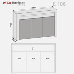 Rackhams Mex Furnitur Modern Sideboard 155cm – Matt Grey Body with Grey Gloss Doors Free LED Lights - 155 cm -  MDF/Chipboard - 1 - thumbnail 6