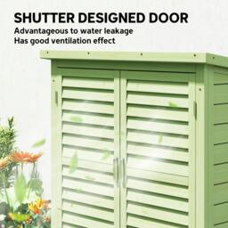 Rackhams Garden Storage Shed Solid Wood Garage Organisation w/ Doors, Green - thumbnail 4