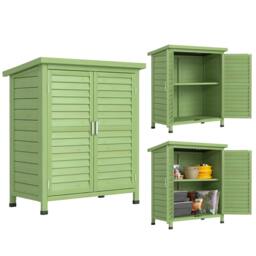 Rackhams Garden Storage Shed Solid Wood Garage Organisation w/ Doors, Green - thumbnail 2